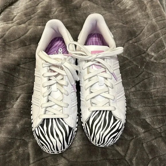 adidas | Shoes | Adidas Superstar Zebra And Lilac Sneakers | Poshmark
